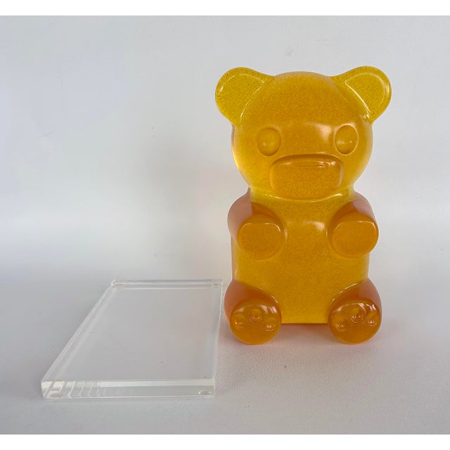 Amber Custom-Made Acrylic Teddy Bear Sculpture After WhisBe on Lucite Base For Sale - Image 8 of 11