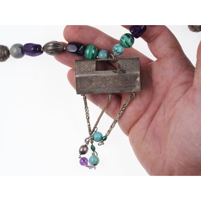 Antique Chinese silver Later beaded necklace For Sale - Image 4 of 6