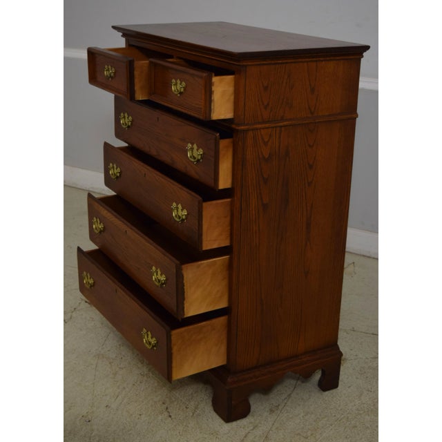 Chippendale Lexington 2 Over 4 Drawer Oak Bedroom Chest For Sale - Image 3 of 12