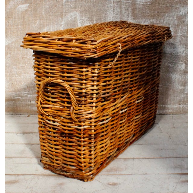 Vintage Wicker Laundry Basket, 1960 For Sale - Image 6 of 9