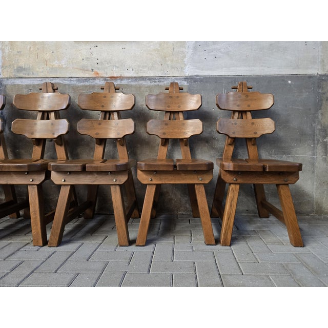 Brutalist Oak Rembrandt Chairs, 1970s, Set of 6 For Sale - Image 9 of 18