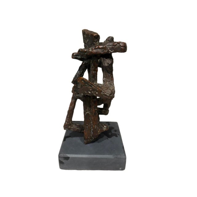 1980s Mid-Century Modern Abstract “Twisty” Bronze Sculpture (10.5” High) For Sale - Image 5 of 11