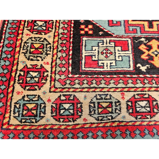 Vintage Persian Kurdish Area Rug, Handwoven Geometric Pattern, Navy & Tan, 3’ X 5’ For Sale - Image 12 of 12