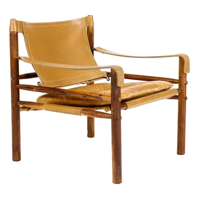 1960s Danish Modern Mid Century Rosewood Sirocco Lounge Chair – Arne Norell — Tan Leather Sling For Sale