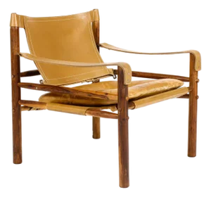 1960s Danish Modern Mid Century Rosewood Sirocco Lounge Chair – Arne Norell — Tan Leather Sling