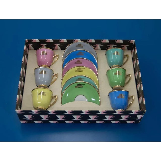 Cups and Saucers with Tanks, Karlsbad, 1970s, Set of 12 For Sale - Image 3 of 7