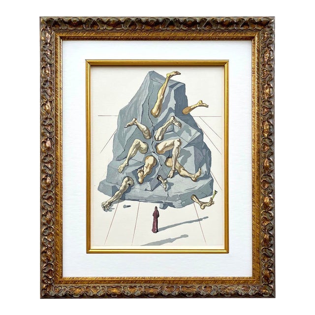 1960s Salvador Dali Woodcut Hell 19 the Simonists Framed For Sale