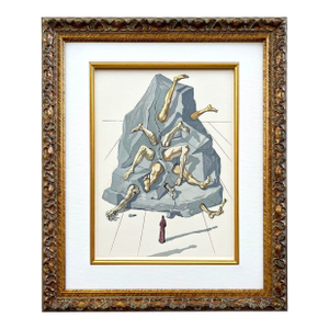 1960s Salvador Dali Woodcut Hell 19 the Simonists Framed