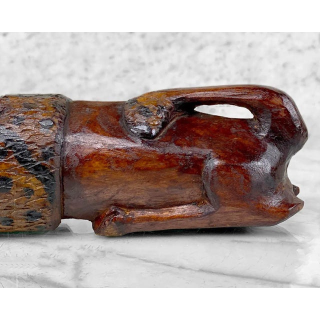 Wood Vintage Burmese Carved Wood Figural Lion Table Sculpture For Sale - Image 7 of 8