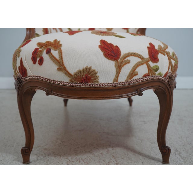 Vintage French Chaise Lounge New Crewel Work Upholstery For Sale - Image 10 of 18