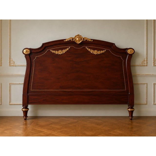 1950 European Artisan Louis XVI Mahogany Bedframe – 4 Pc For Sale - Image 9 of 16
