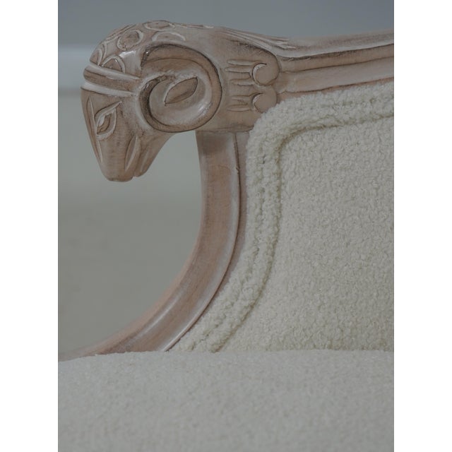 Textile Pair of French Louis XVI Boucle Rams Head Chairs For Sale - Image 7 of 18