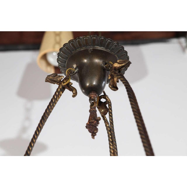 Victorian encased glass pendant newly wired for three standard bulbs. This light is from the late 19th century and...
