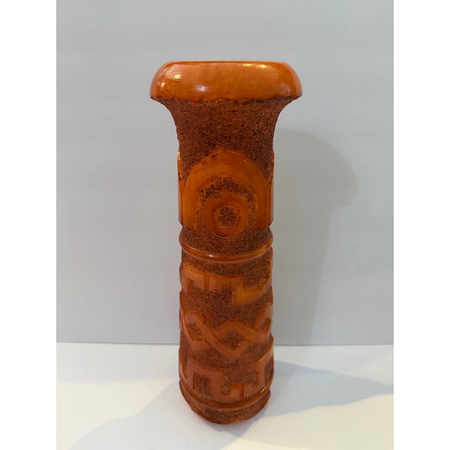 Mid-Century Orange Lava Glaze Stoneware Vessel For Sale - Image 4 of 8