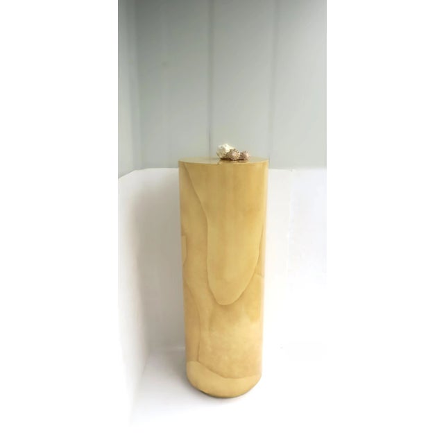 Late 20th Century Karl Springer Style Goatskin Parchment Pedestal Column, Modern Postmodern, 1970s 1980s For Sale - Image 5 of 12