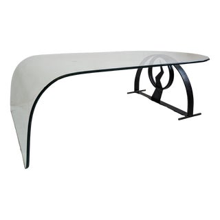 Large Vintage Postmodern Glass Coffee Table with Lightning Bolt Base, 1980s For Sale