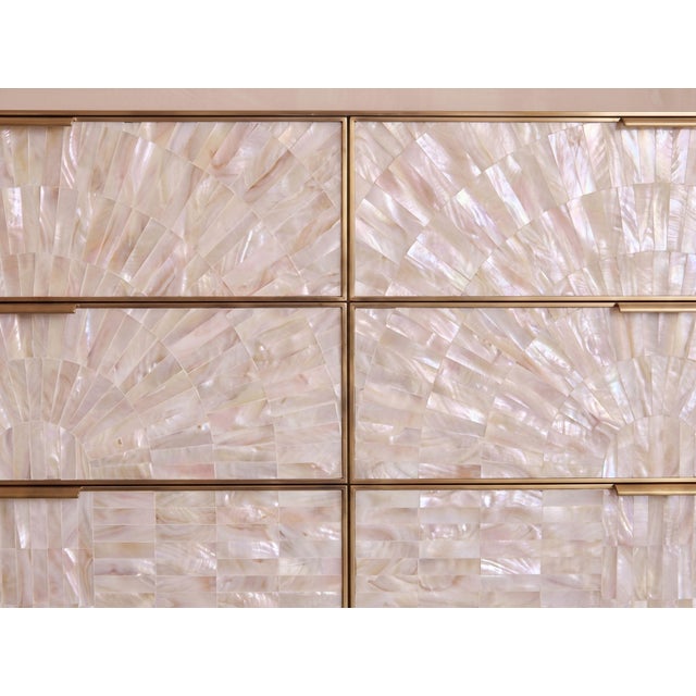 Arcana Mother-of-Pearl & Brass Six-Drawer Dresser by House of Jaipur For Sale - Image 4 of 9