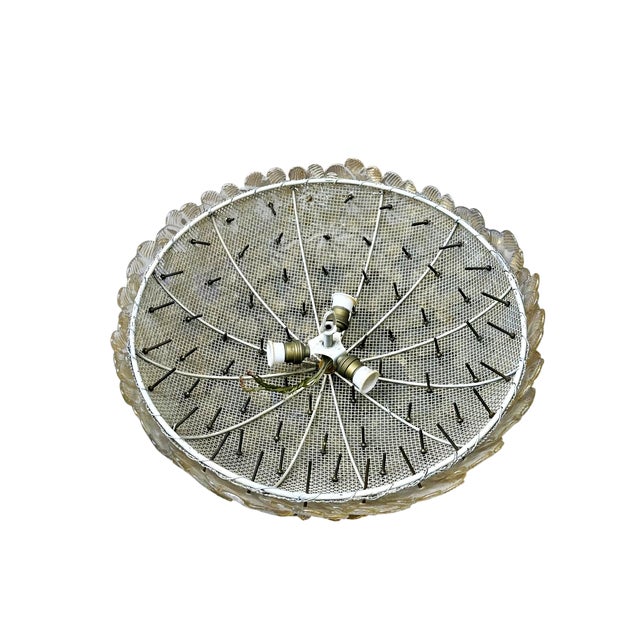Murano Ceiling Lamp with Flowers with Gold Flecks attributed to Seguso Vetri Darte, 1960s For Sale - Image 9 of 11