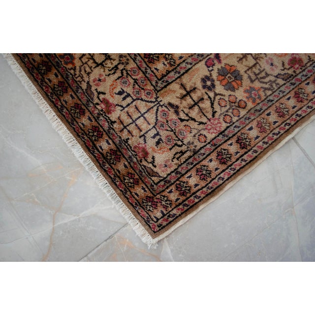 Vintage Hand-Knotted Turkish Rug Prayer Rug Super Fine Wool Rug Wall Decor Religious Tapestry 3x5 Ft Approx For Sale - Image 16 of 18