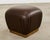 Mid-Century Modern Karl Springer Style Leather Ottoman Pouf Stool For Sale - Image 3 of 15
