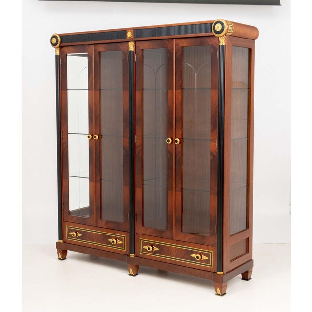 Late 20th Century Empire Style Gilt Metal Mounted Mahogany Vitrine For Sale - Image 5 of 10