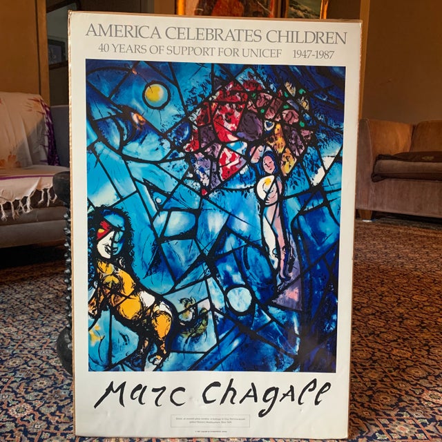 【中古】Marc Chagall ポスター 🔥 RARE Vintage French Modern CHAGALL Lithograph Exhibition