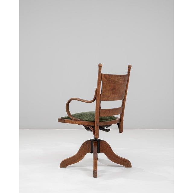 French 1930s French Wooden Swivel Armchair with Upholstered Seat For Sale - Image 3 of 18