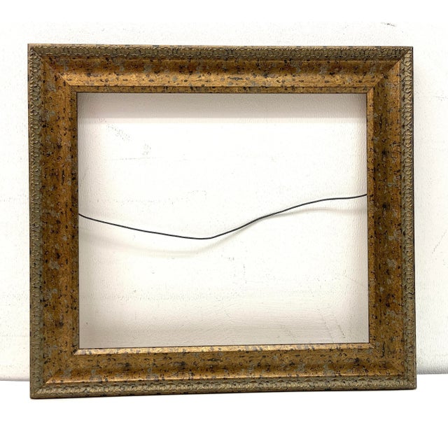 French Antique Gold Distressed Verdigris Wood Picture Frame For Sale - Image 3 of 8