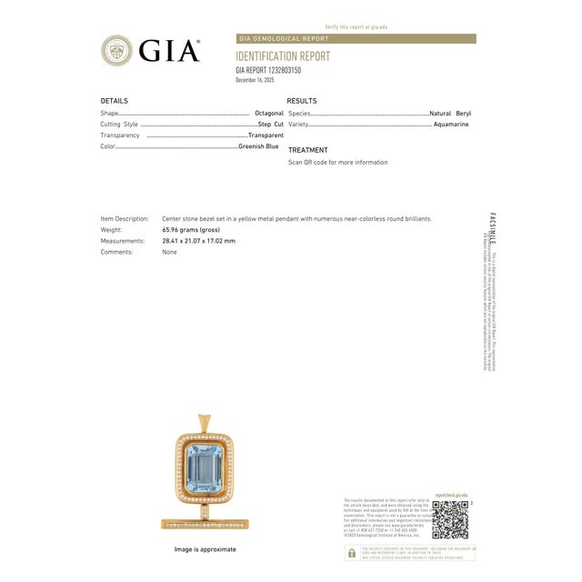 Gia 60 Ct Aquamarine and 4 Ct Diamond 18k Yellow Gold Convertible Pendant Brooch For Sale - Image 17 of 17