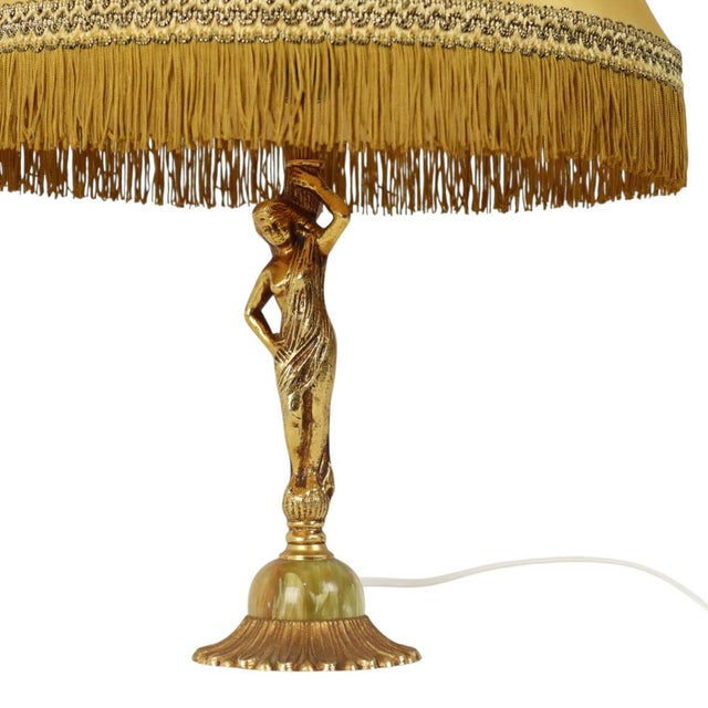 Baroque Vintage Table Lamp in Brass and Onyx Marble, 1960s For Sale - Image 3 of 17