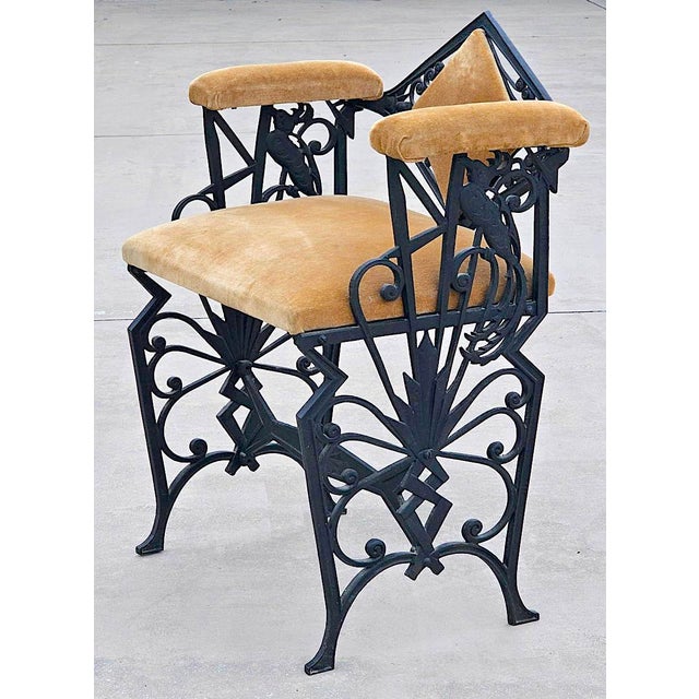 Vintage Art Deco Cast Iron “Paradise Bird” Vanity Chair / Dressing Stool For Sale - Image 4 of 18