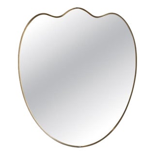 Vintage Italian Wall Mirror with Brass Frame in the style of Gio Ponti, 1960s For Sale
