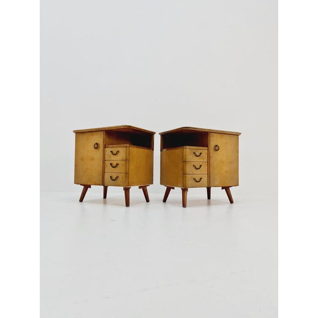 Mid-Century German Beech Bedside Tables from Wk Möbel, 1960s, Set of 2 For Sale - Image 12 of 12