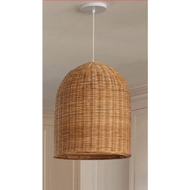 Large Santa Barbara Rattan Pendant by Serena and Lily, no signs of use. Installed once and changed mind. Handwoven rattan...