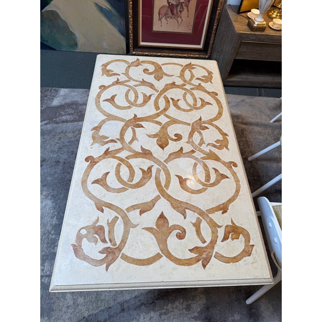 Early 21st Century Marble + Wrought Iron Dining Table, Indoor/Outdoor For Sale - Image 5 of 12