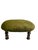 A charming footstool featuring a generously padded seat upholstered in rich olive or moss green fabric with subtle diamond...