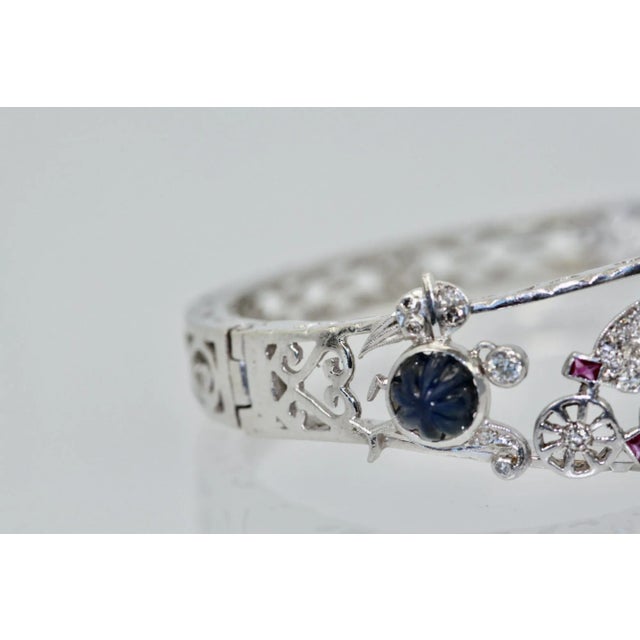 1930s Art Deco Platinum Charms on Bracelet For Sale - Image 4 of 5