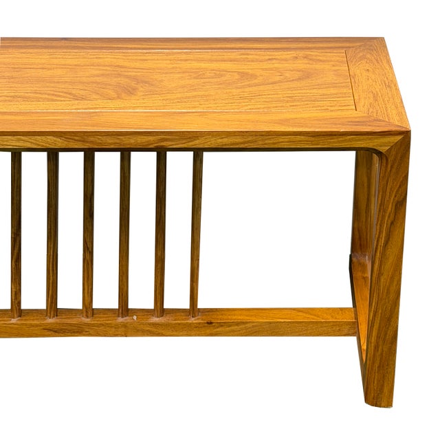 Solid Wood Light Brown Minimalistic Low Bench Coffee Table For Sale - Image 9 of 13
