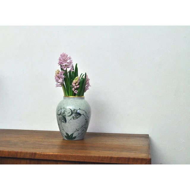 Danish Crackle Glaze Porcelain Vase For Sale - Image 4 of 8