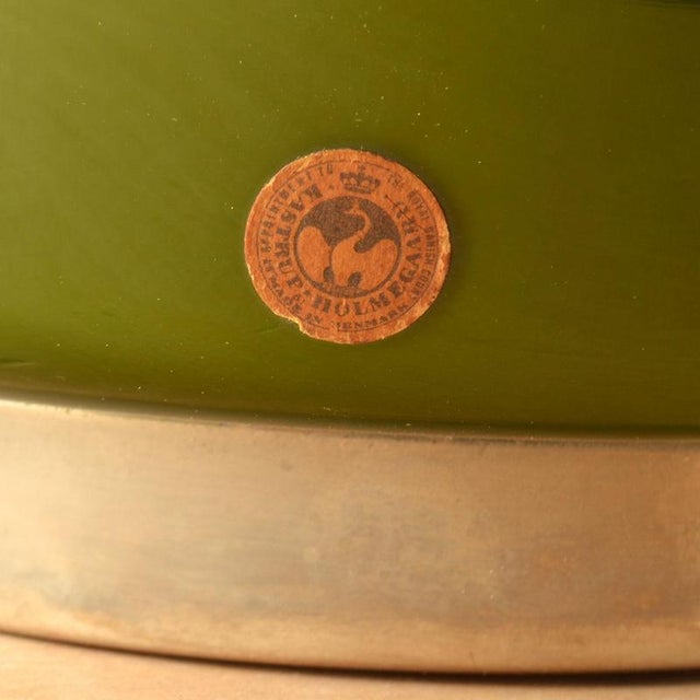 Green Tall Olive Glass Table Lamp from Kastrup, Denmark, 1960s For Sale - Image 8 of 11