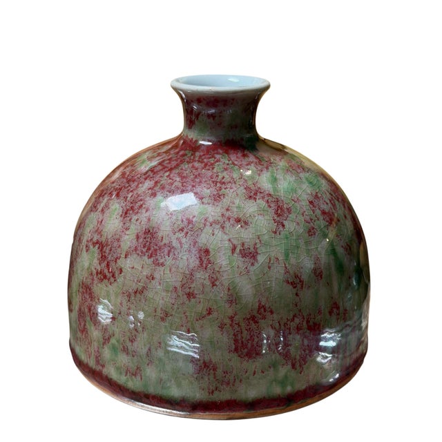 Antique Japanese Pottery Peach Blossom Vase For Sale - Image 4 of 4