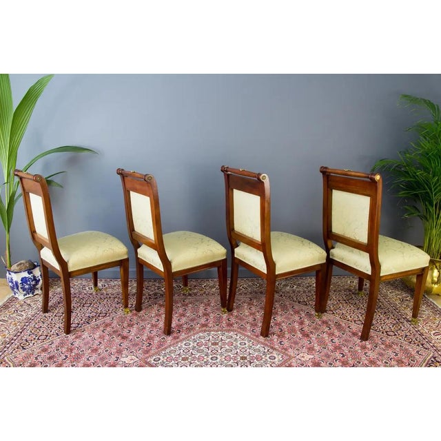 French Empire Style Walnut Table and Chairs, 1920s, Set of 8 For Sale - Image 11 of 18
