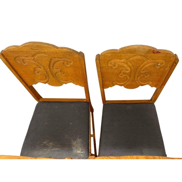 Vintage Set of 4 Carved Dining Chairs With Upholstered Seats For Sale - Image 9 of 11
