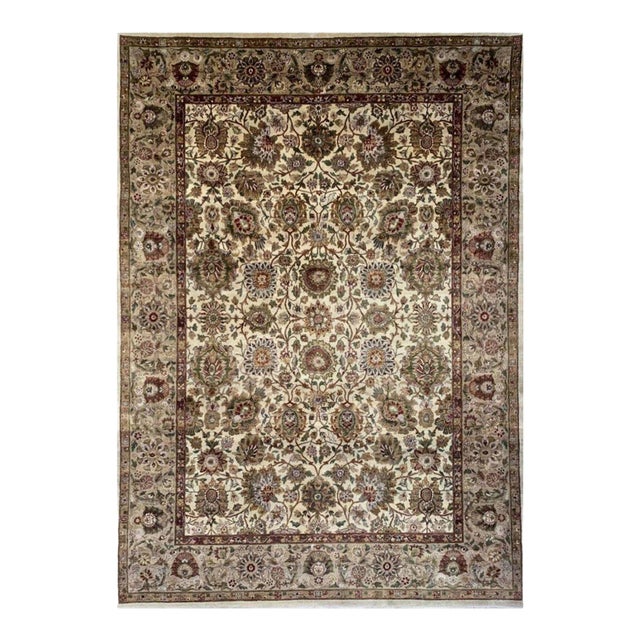 10x14 Handwoven Indian Agra Area Rug - 105381 For Sale