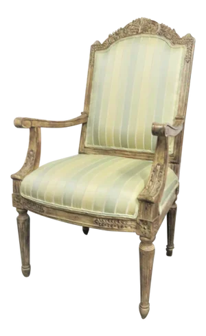 20th Century Louis XVI Carved Painted Arm Chair
