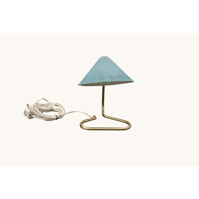 Turquoise table lamp, model GK14, by Erik Wärnå for Gnosjö Konstsmide, Sweden, 1950s. This elegant mid-century lamp...