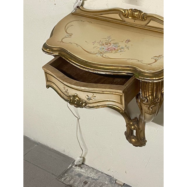 1940s Wall-Mounted Console Tables with Mirrors and Wall Lamps, 1940s, Set of 4 For Sale - Image 5 of 18
