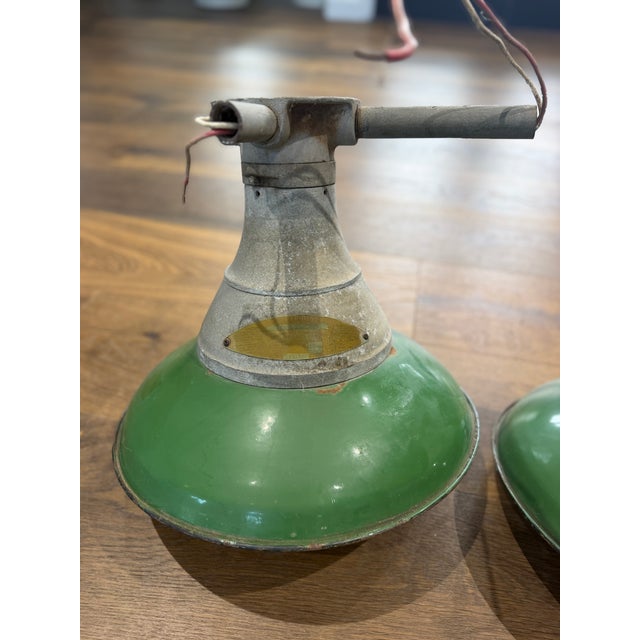 Vintage Crouse-Hinds Green Porcelain Enamel Explosion-Proof Industrial Pendant Lights, Circa 1950s - Set of Three For Sale - Image 9 of 12