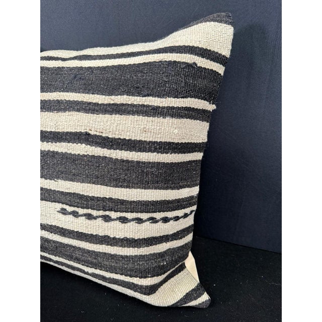 Contemporary Turkish Hemp Pillow Cushion Natural Beige Black Cushion Cover 20x20 For Sale - Image 3 of 4