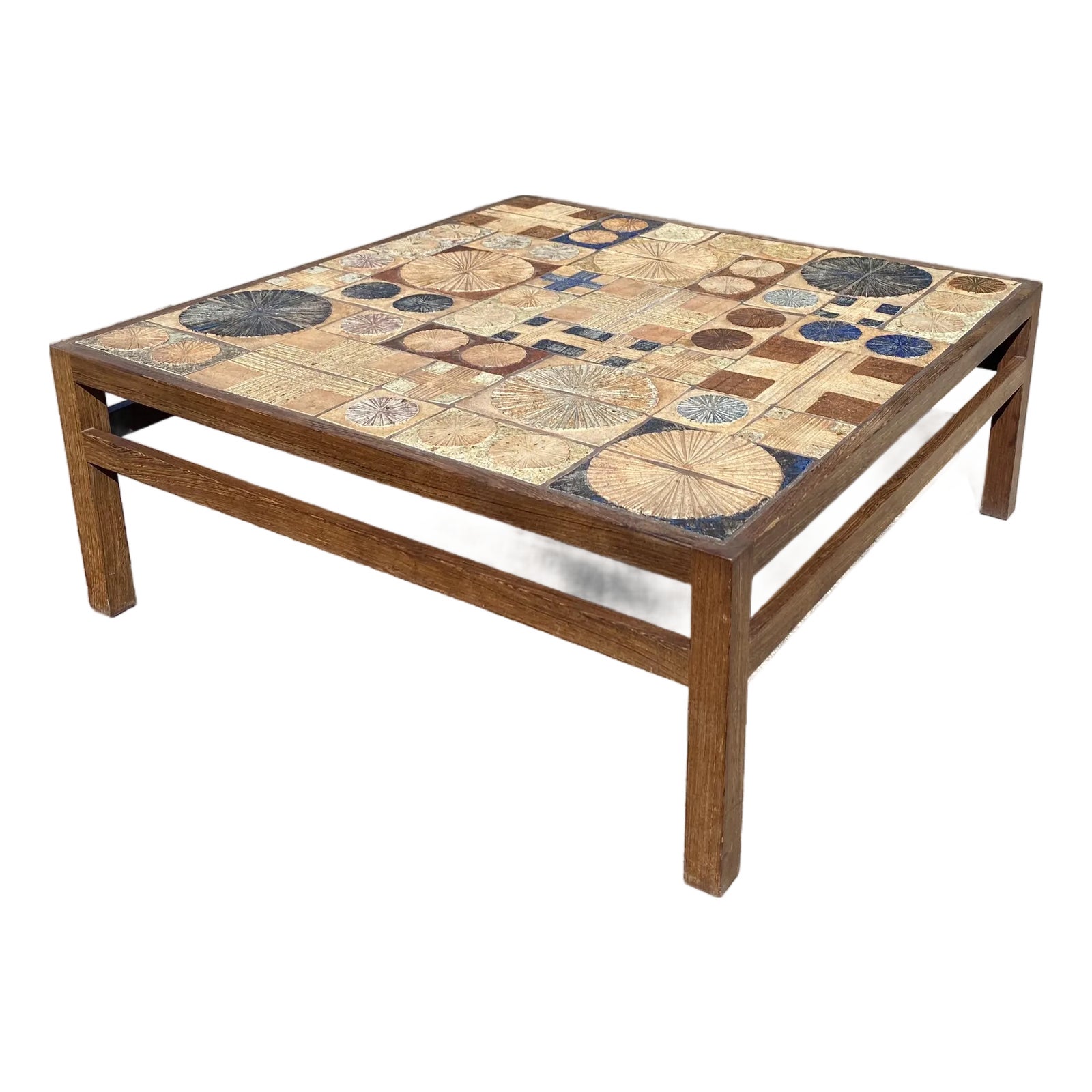 1970s Tue Poulsen Tile Top Coffee Table in Rosewood Case Frame